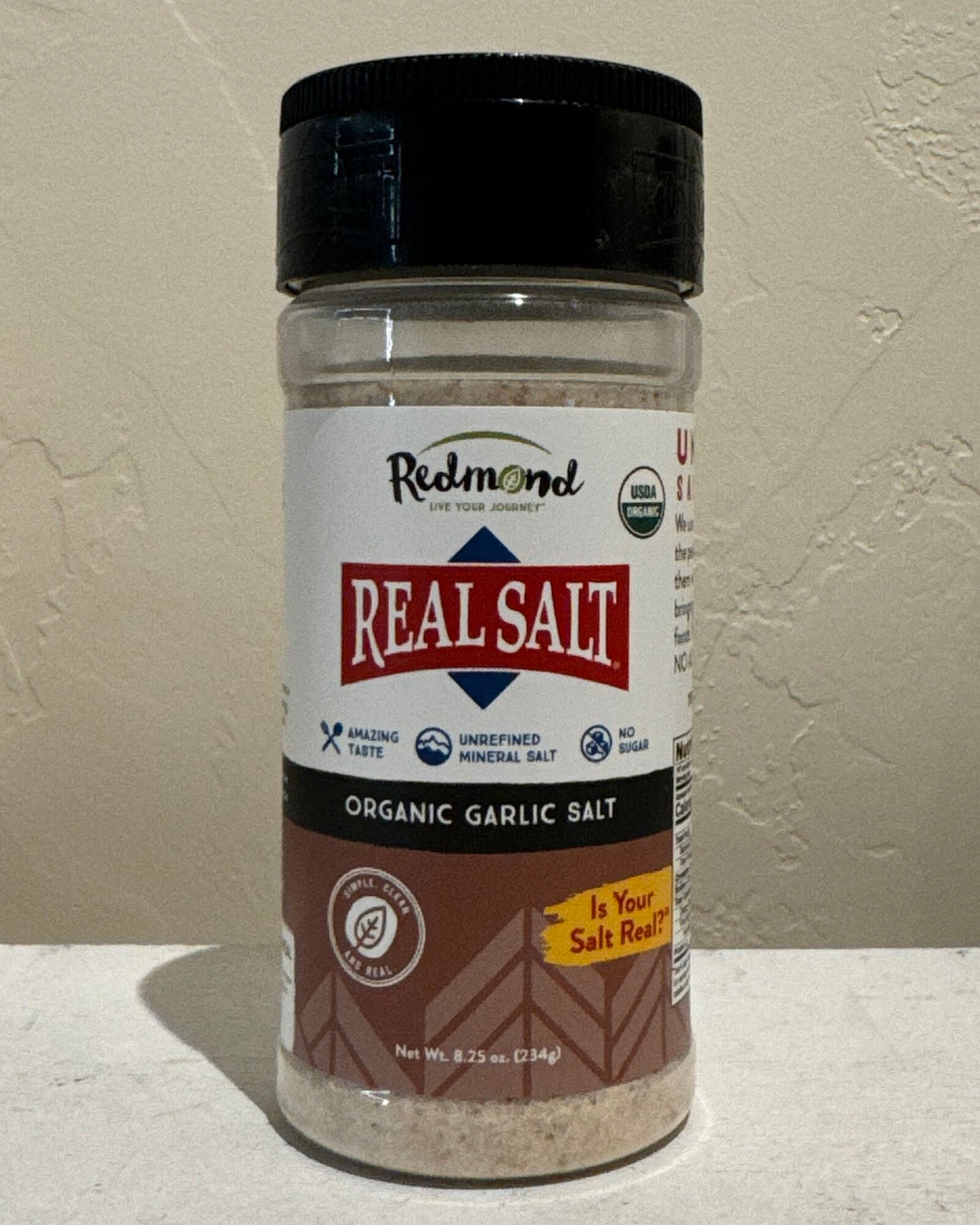 Real Salt Organic Garlic Salt 8.25 oz Shaker